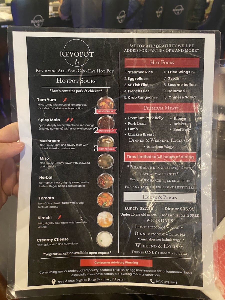 Revopot menu board