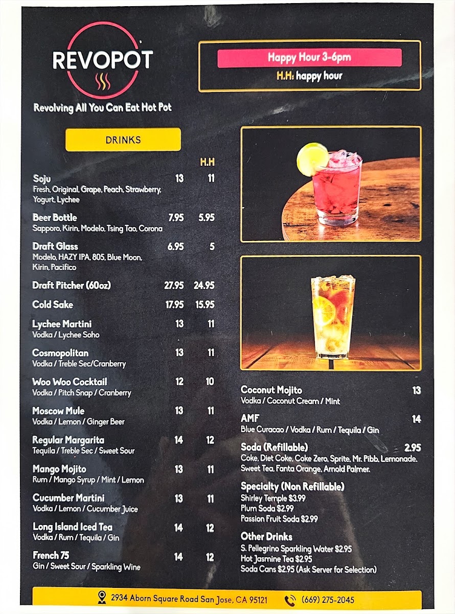 Revopot menu board