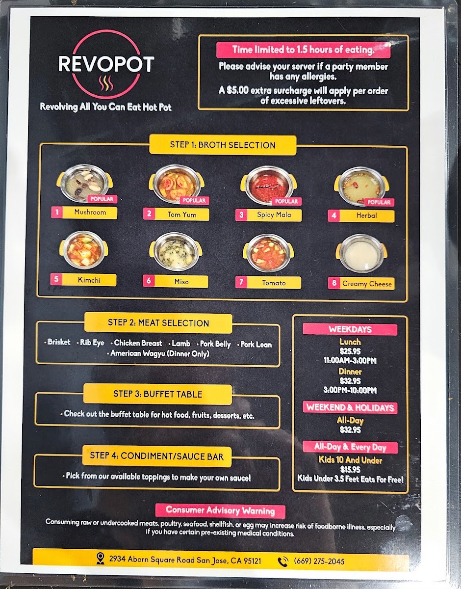 Revopot menu board