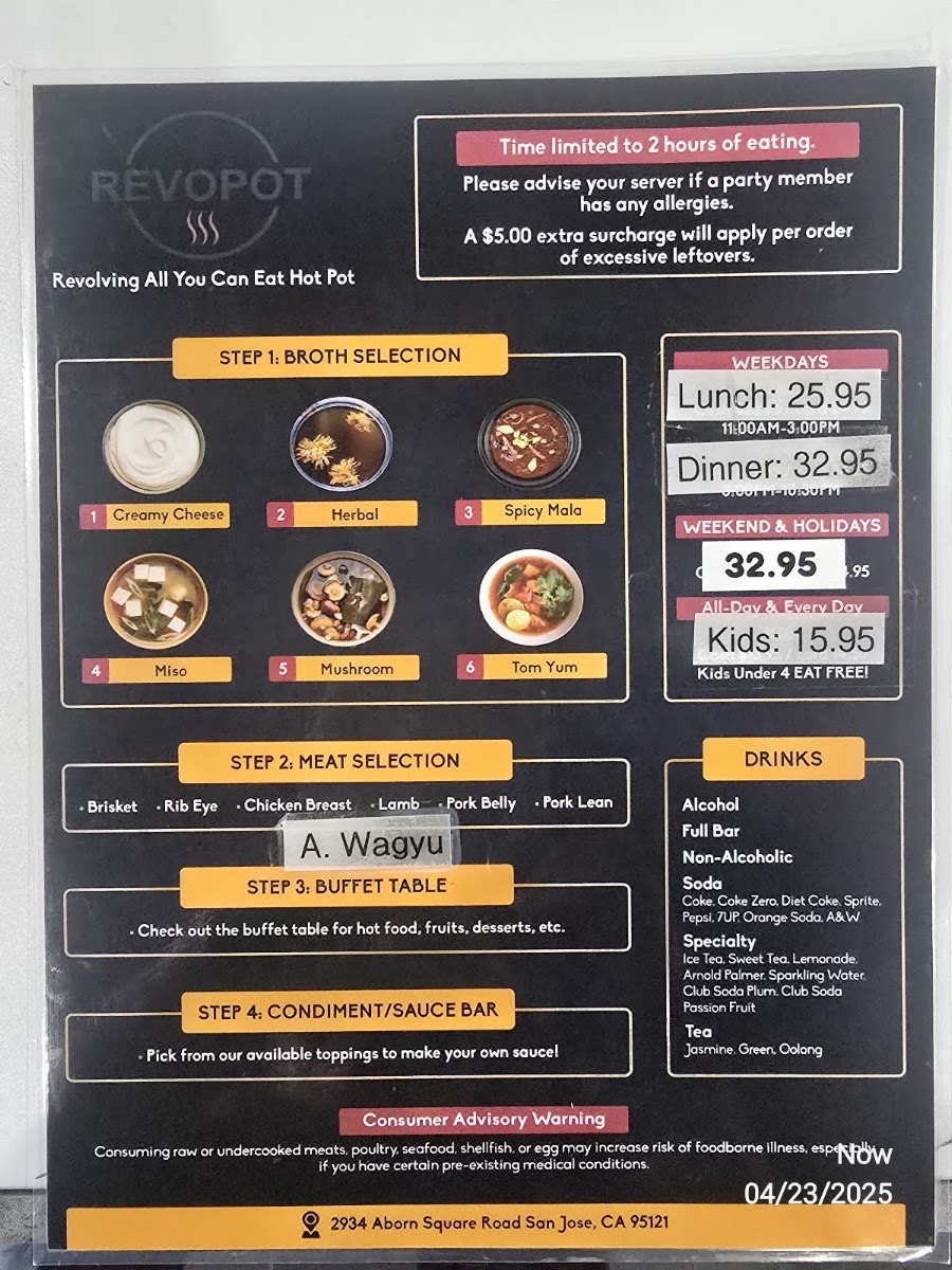 Revopot menu board