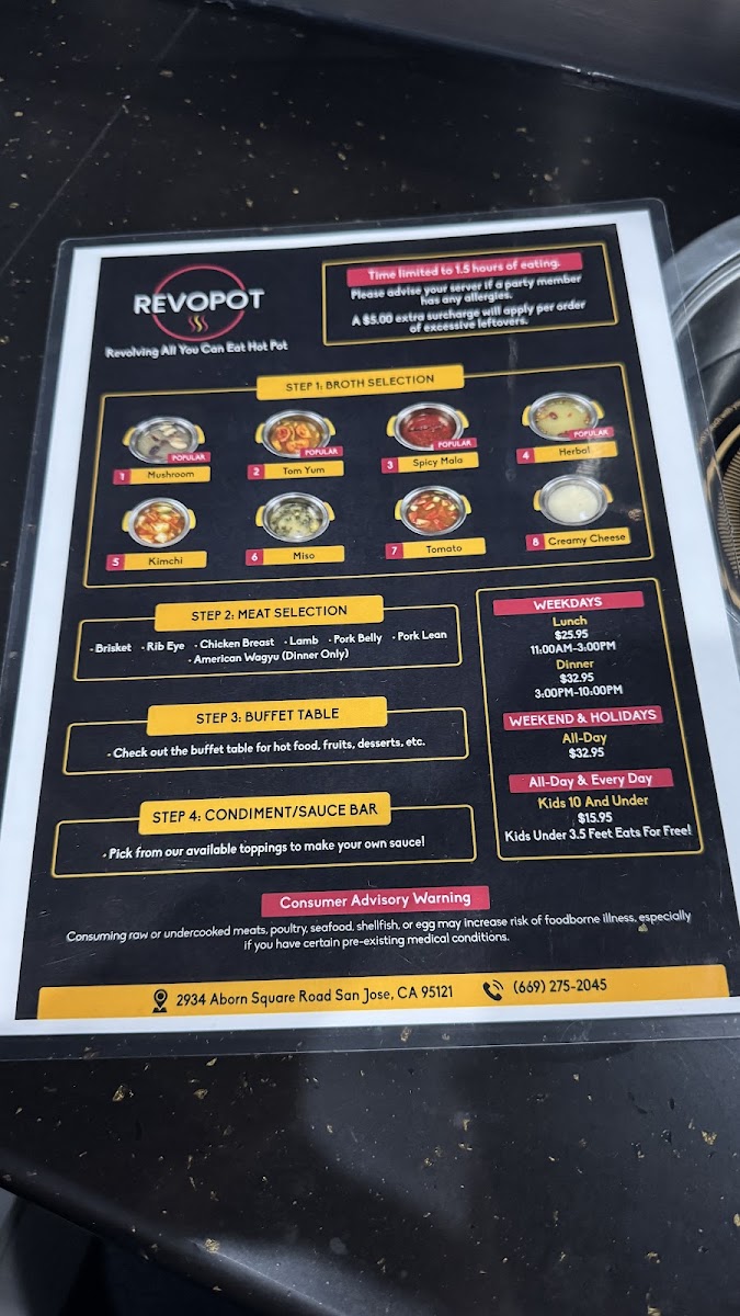 Revopot menu board