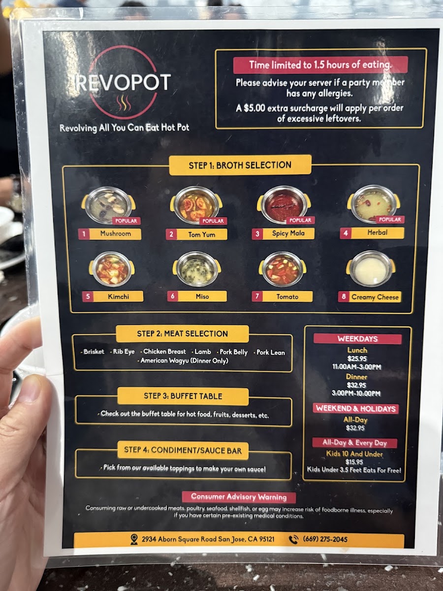 Revopot menu board