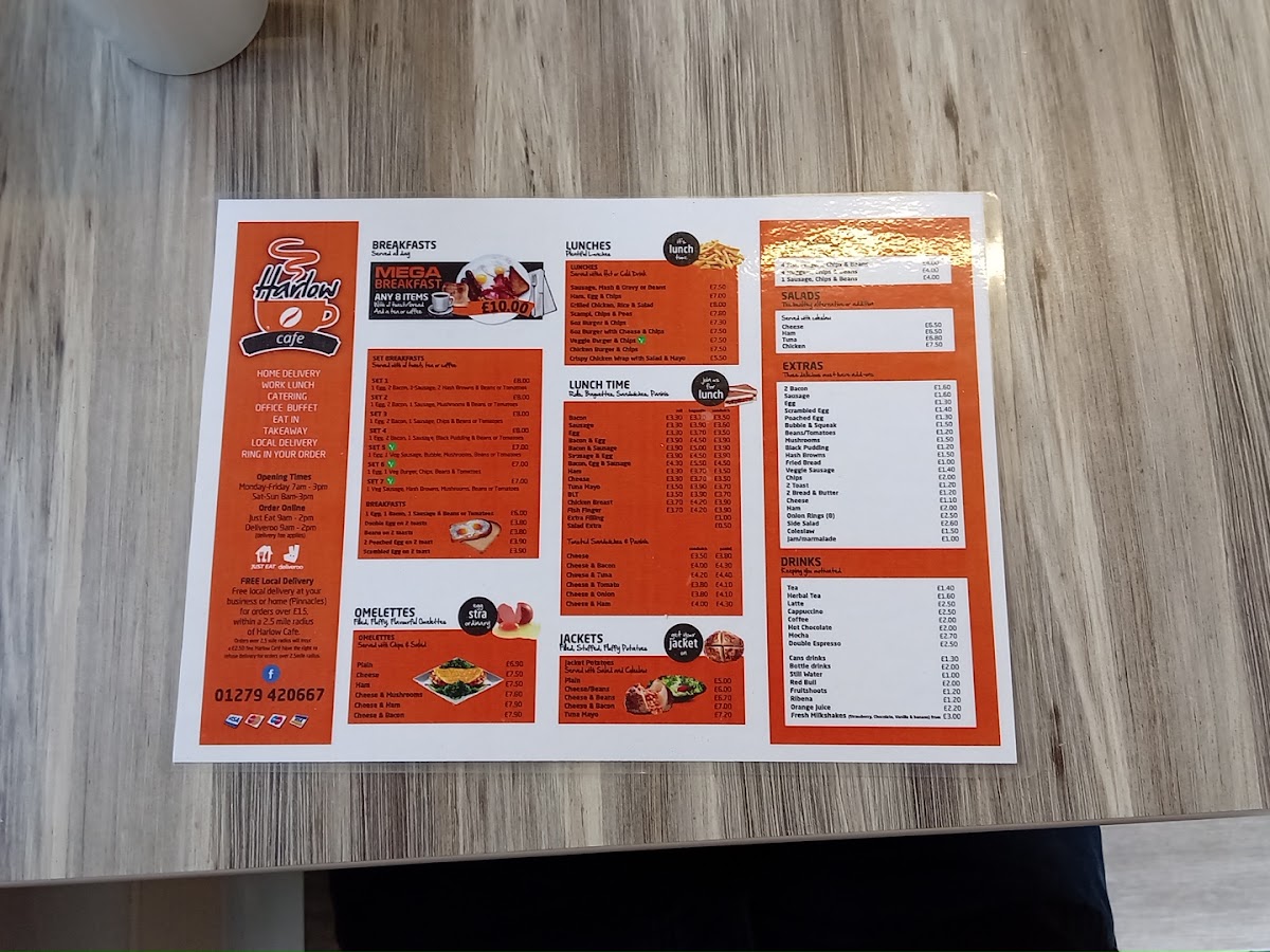 Harlow Cafe ltd menu board