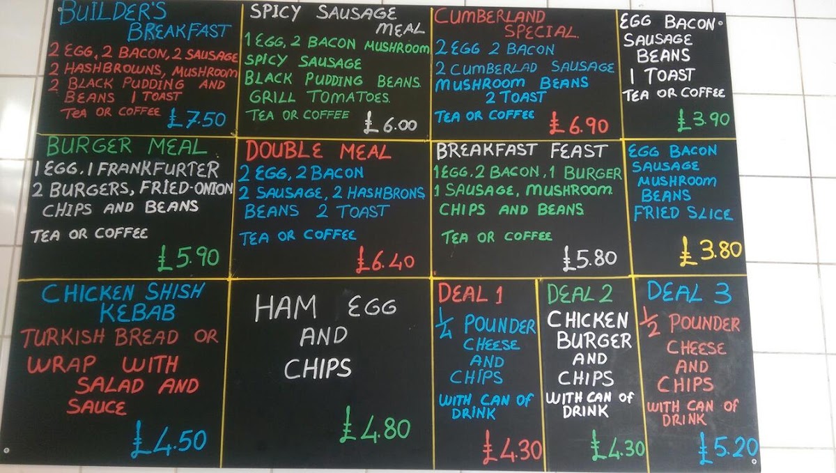 Harlow Cafe ltd menu board