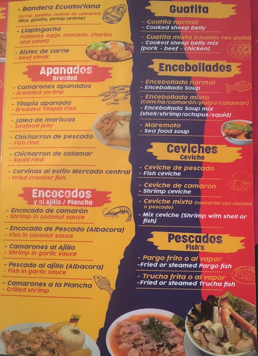 DELICIAS MAR Y TIERRA menu board