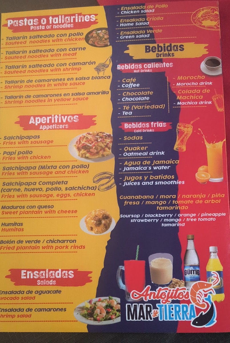 DELICIAS MAR Y TIERRA menu board