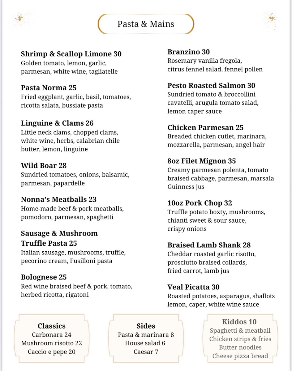 Martin's Italian menu board
