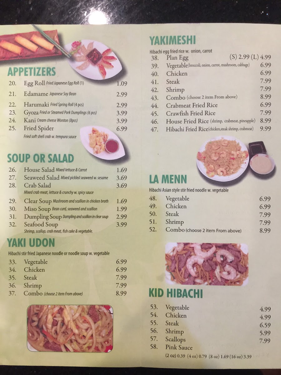 Hibachi Express | Japanese menu board