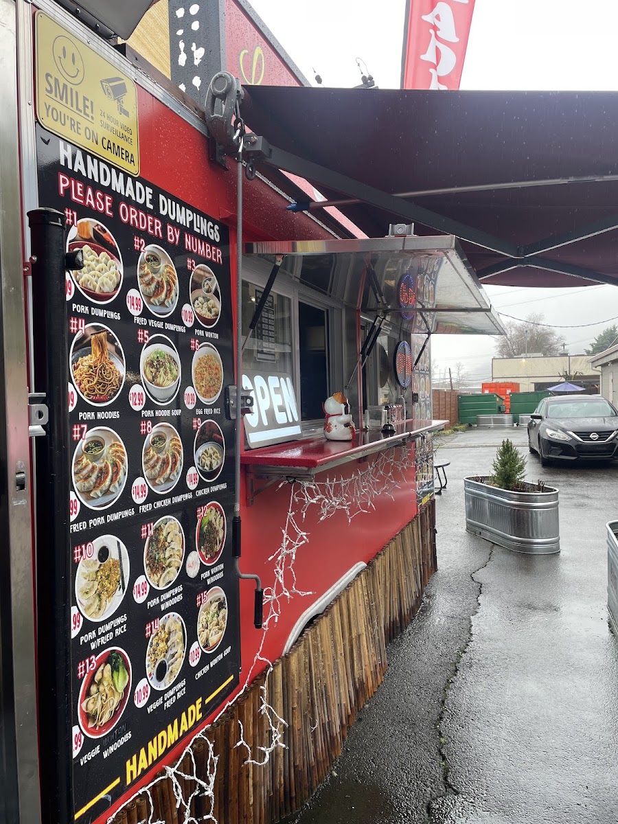 Leewa's House of Dumplings and Noodles menu board