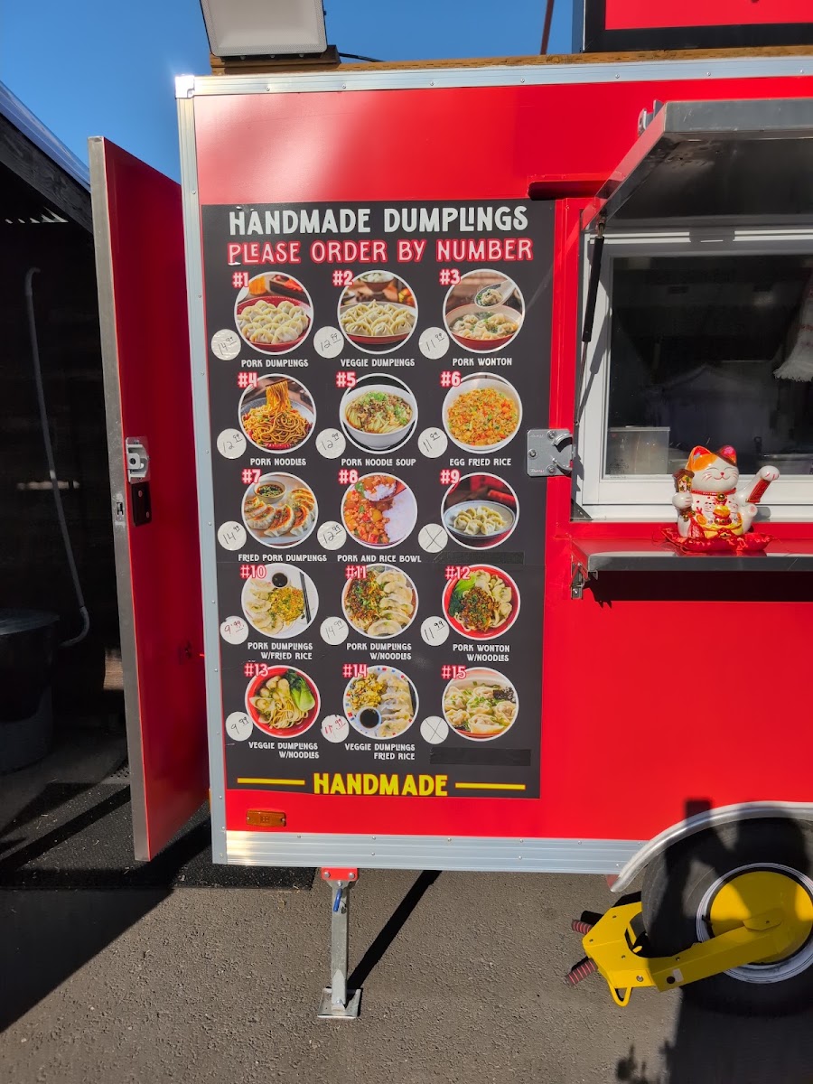 Leewa's House of Dumplings and Noodles menu board