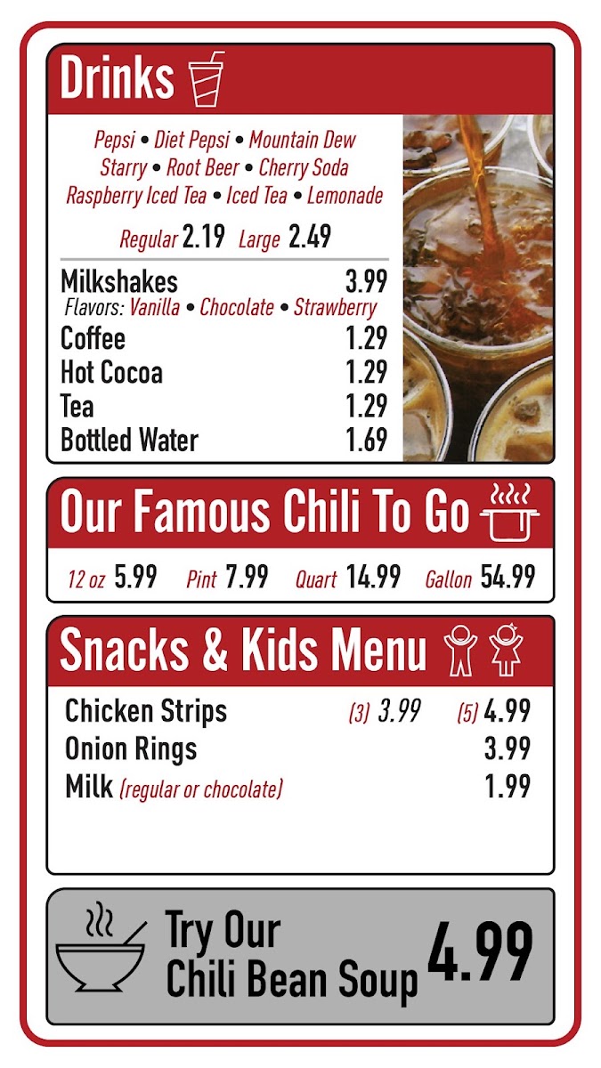 MP Coney Island menu board