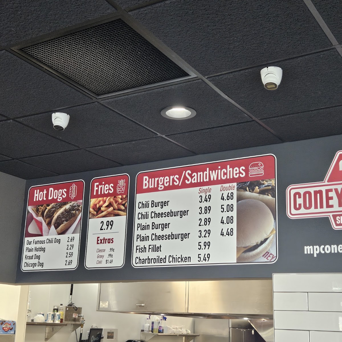 MP Coney Island menu board
