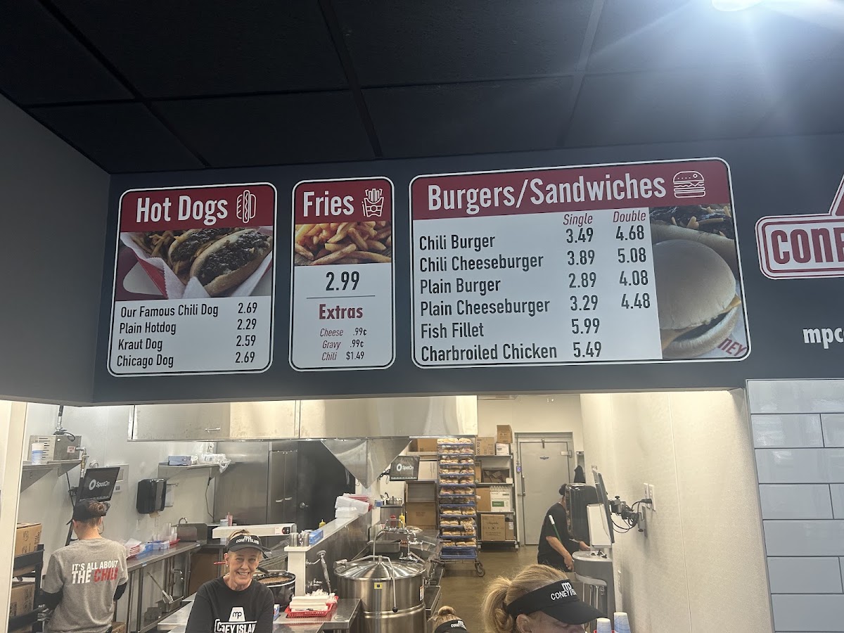 MP Coney Island menu board