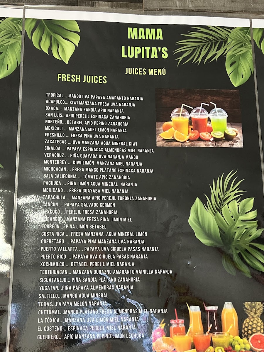 Mama lupitas Sweet Treats menu board