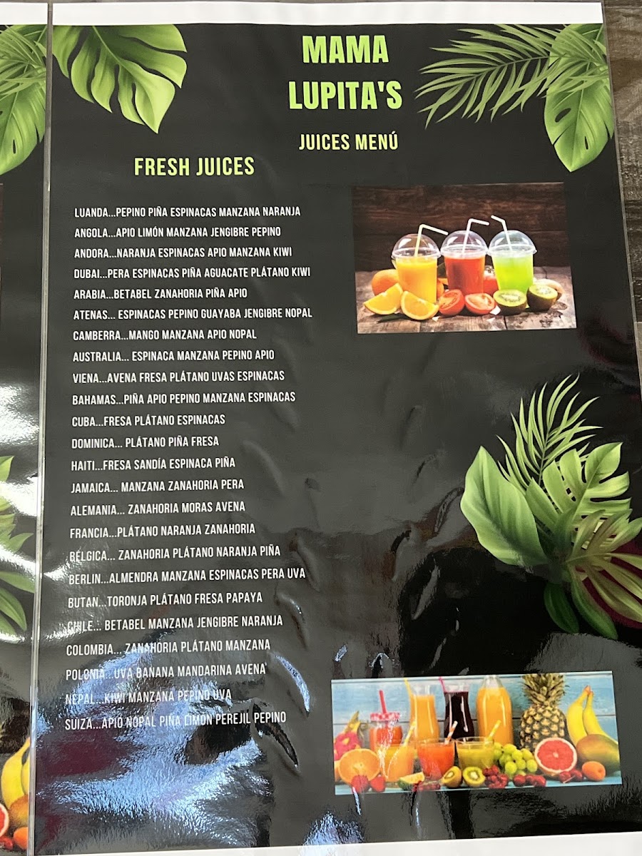 Mama lupitas Sweet Treats menu board