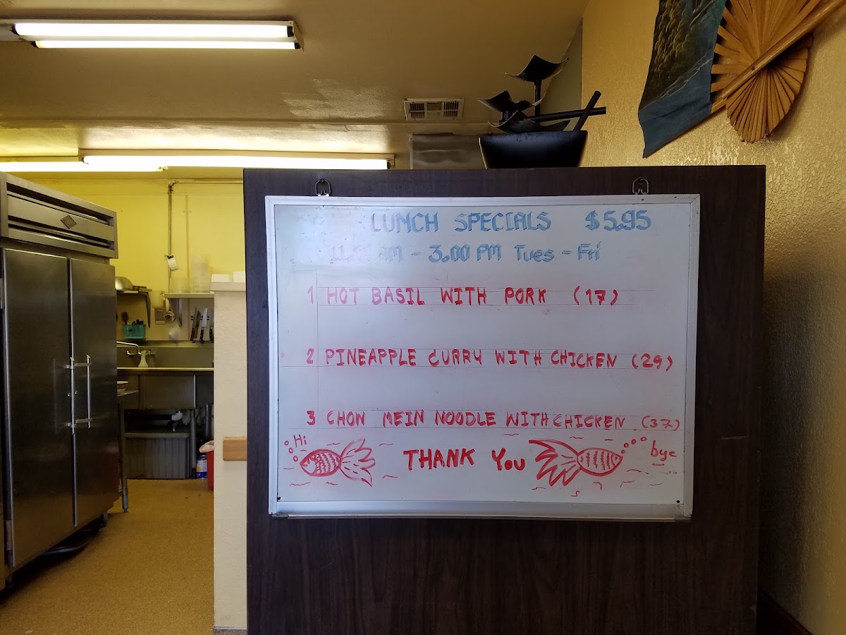 Lotus Thai Cuisine menu board