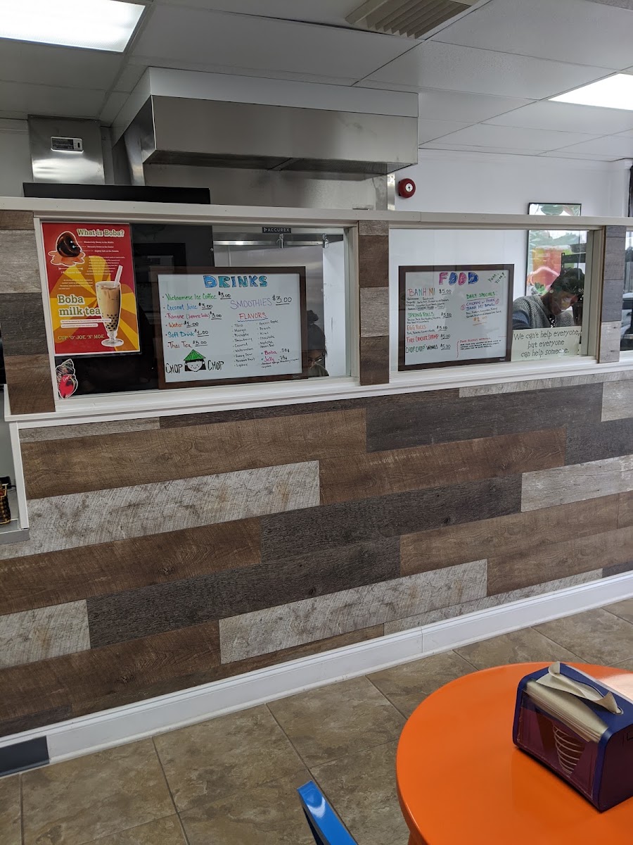 Chop Chop Asian Bistro menu board