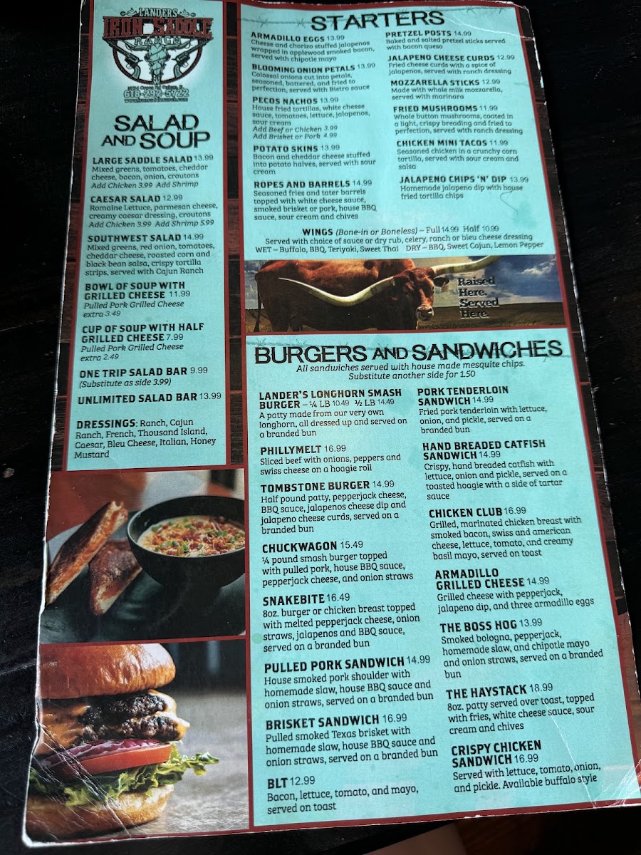 Whiskey Outlaw Steakhouse menu board