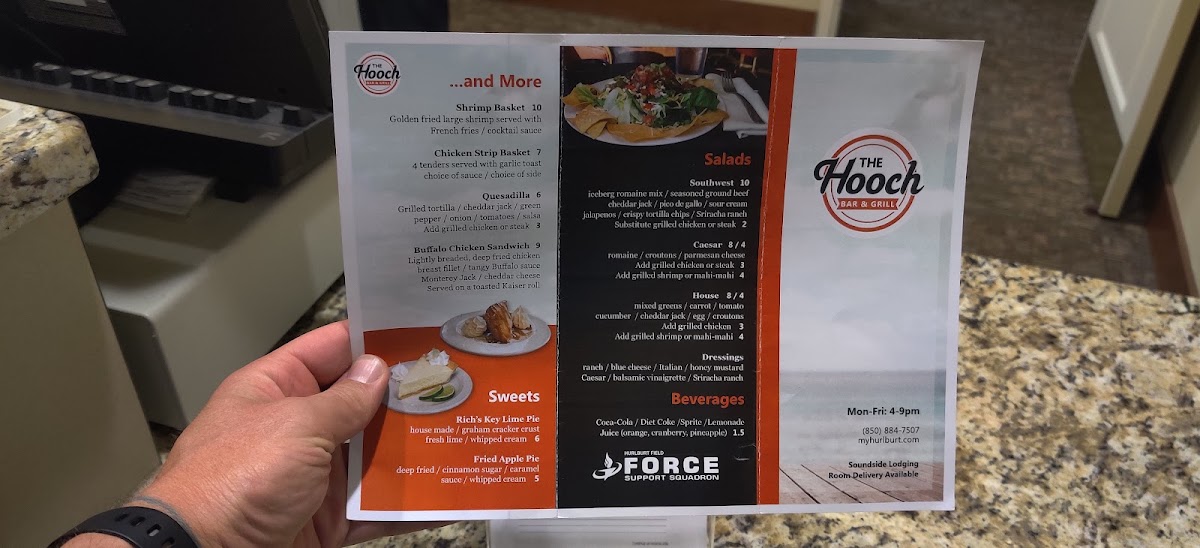 The Hooch Restaurant & Bar menu board