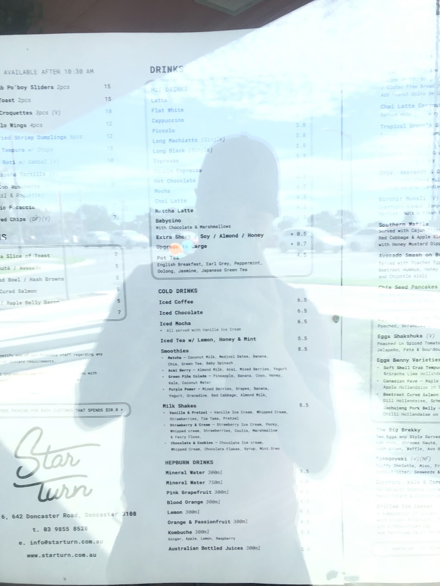 Star Turn menu board