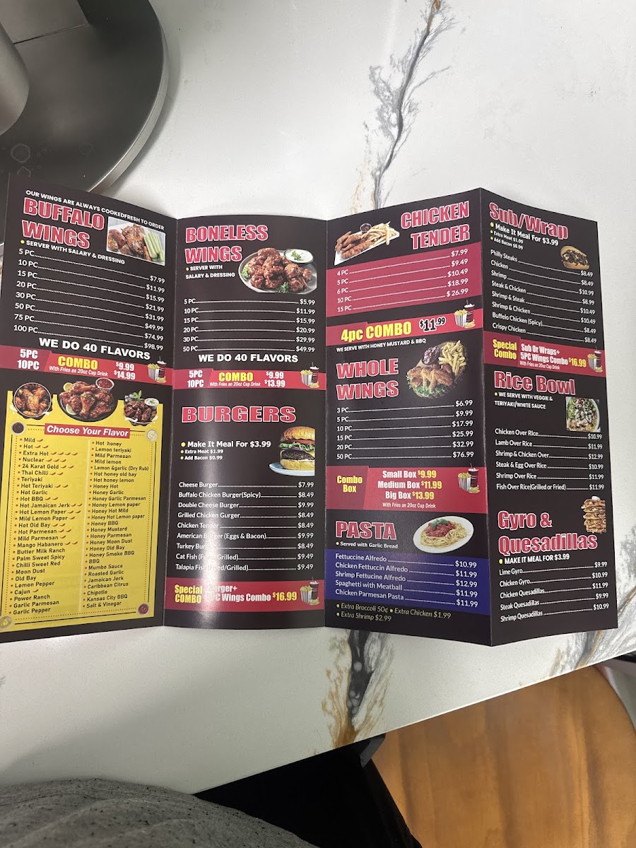 America’s Best Wings - Baltimore menu board