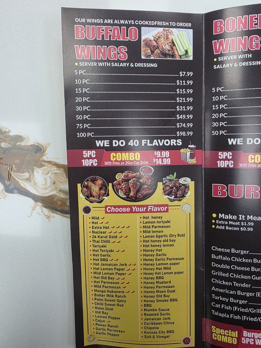 America’s Best Wings - Baltimore menu board