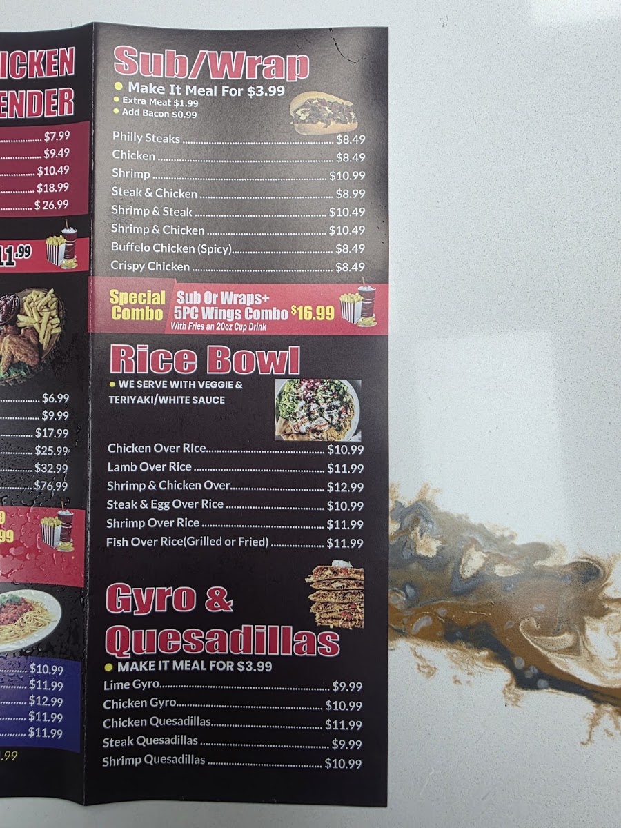America’s Best Wings - Baltimore menu board
