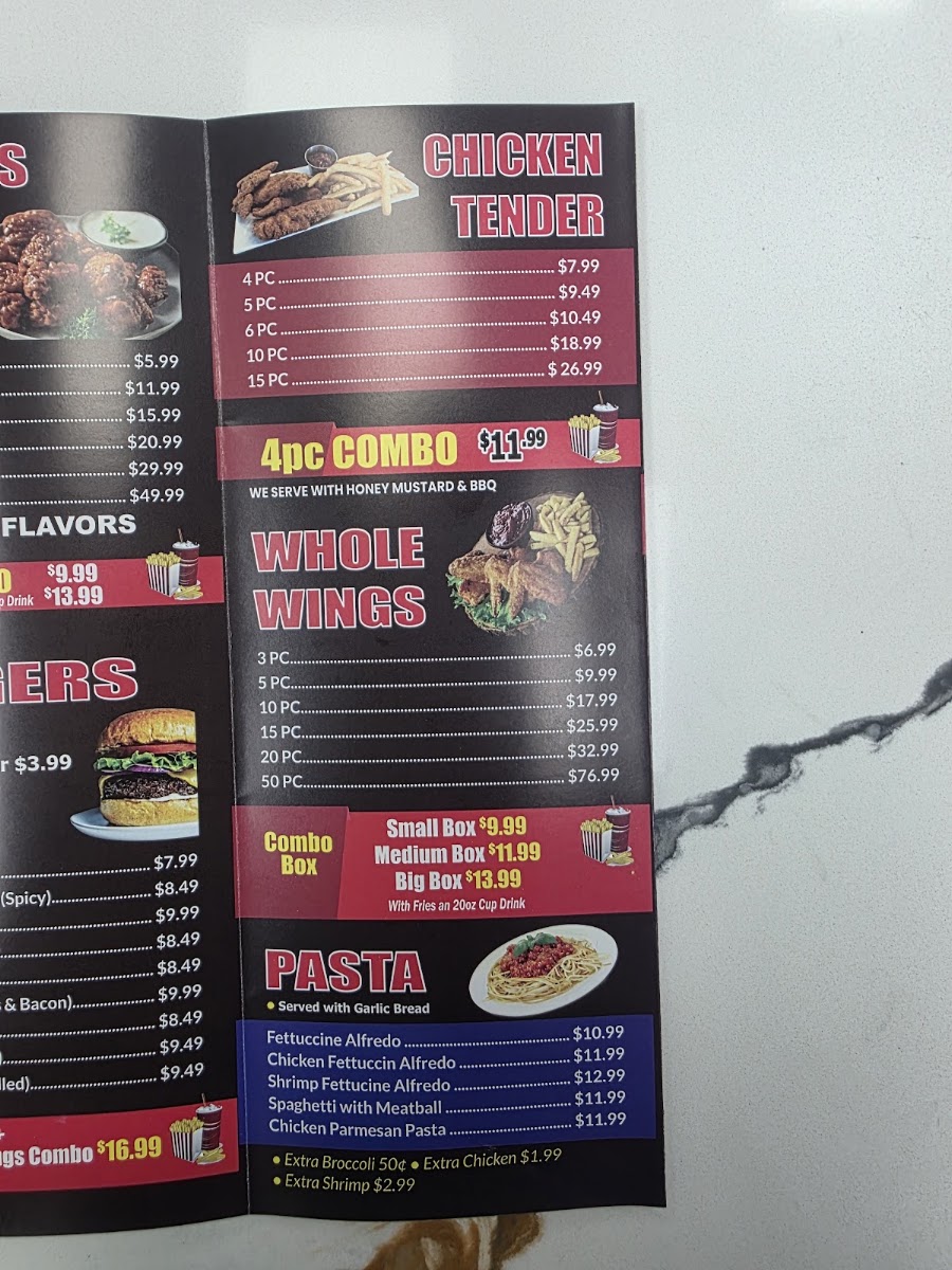 America’s Best Wings - Baltimore menu board