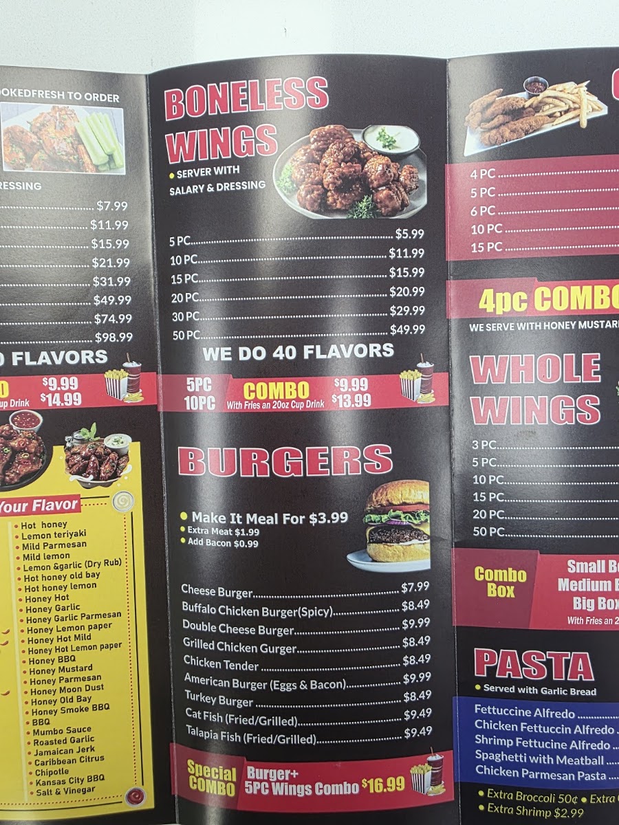 America’s Best Wings - Baltimore menu board