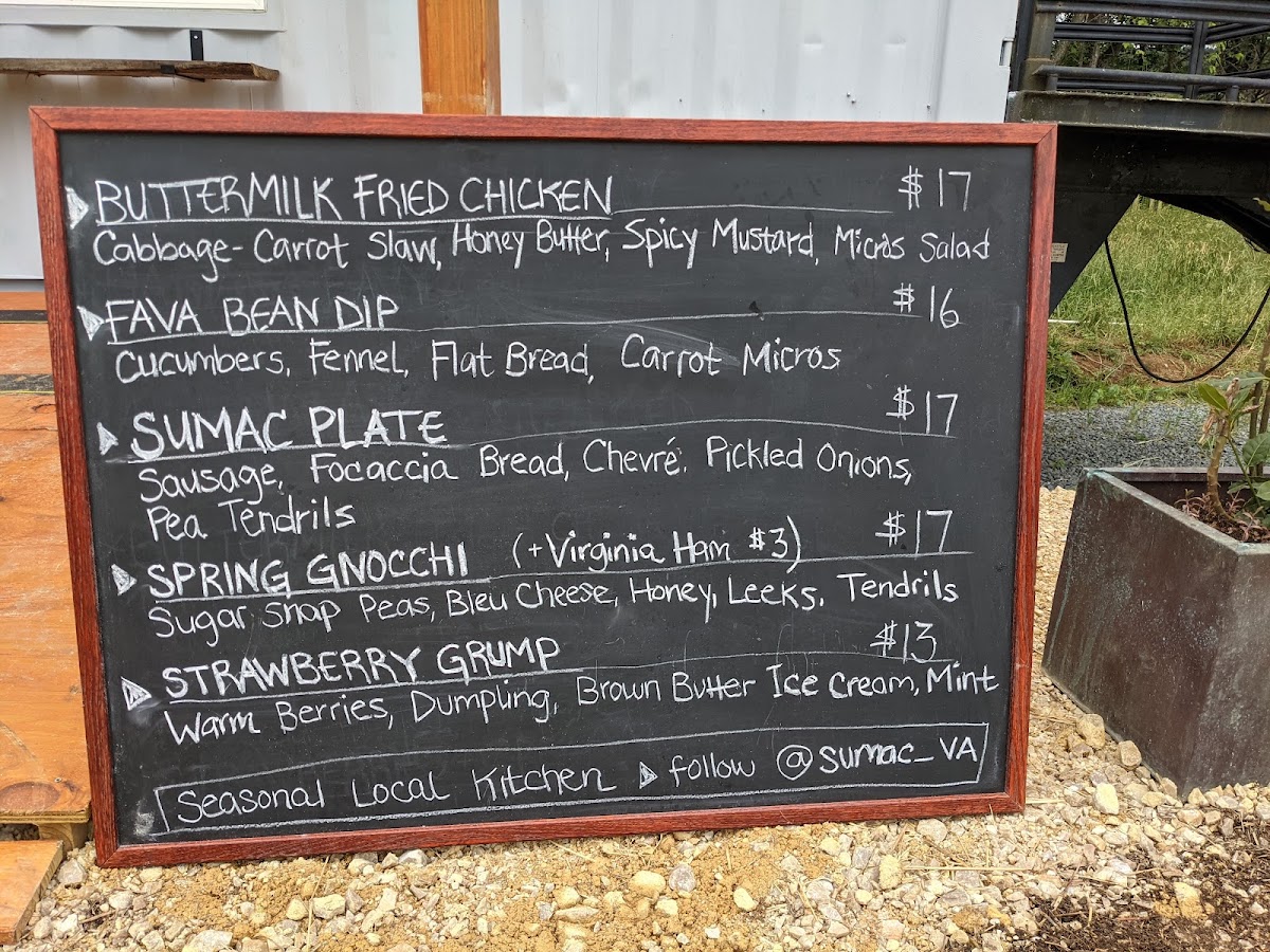 Sumac menu board
