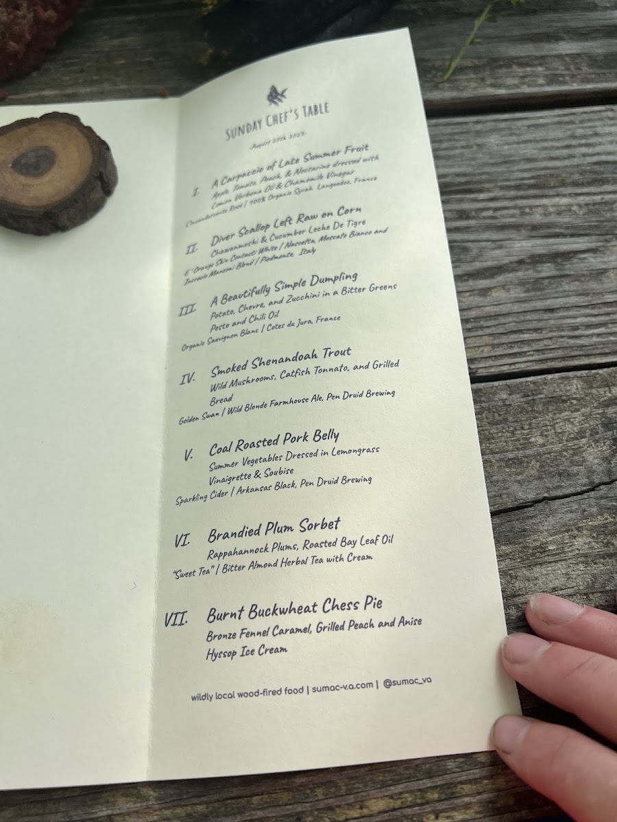 Sumac menu board