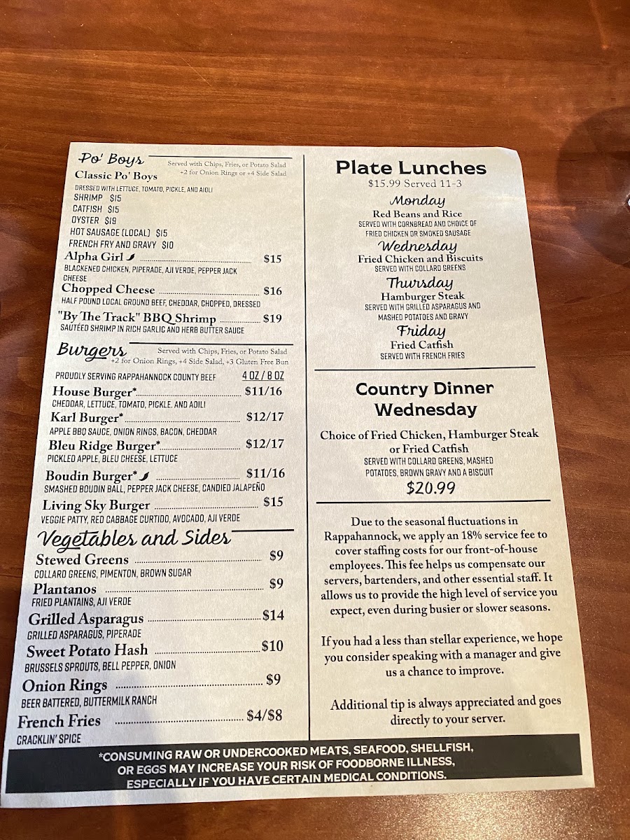 New Iberia Kitchen menu board