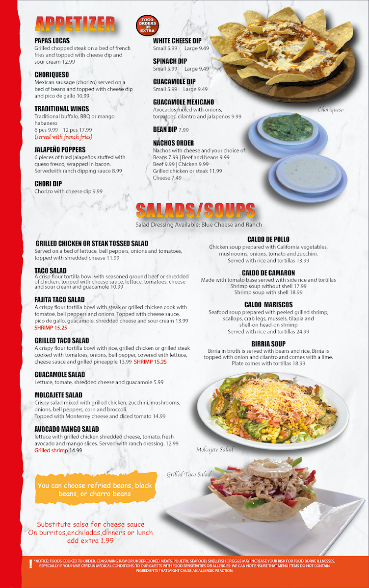El Molcajete | Mexican Grill menu board