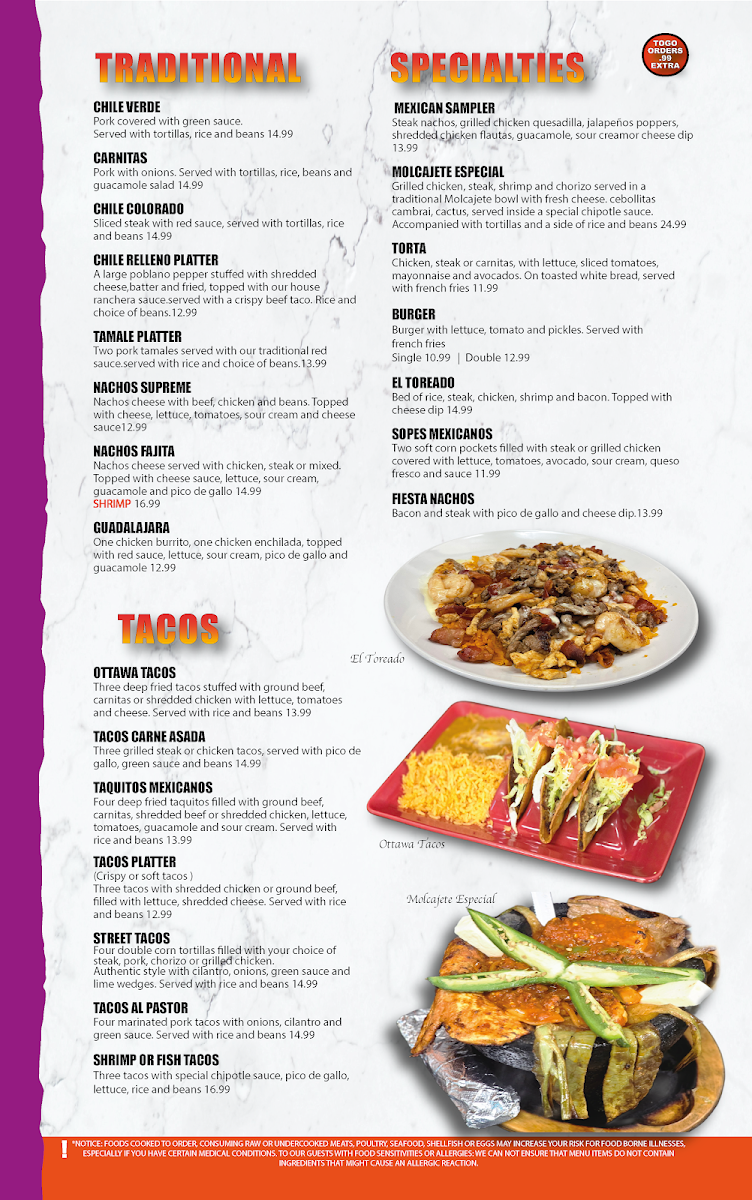 El Molcajete | Mexican Grill menu board