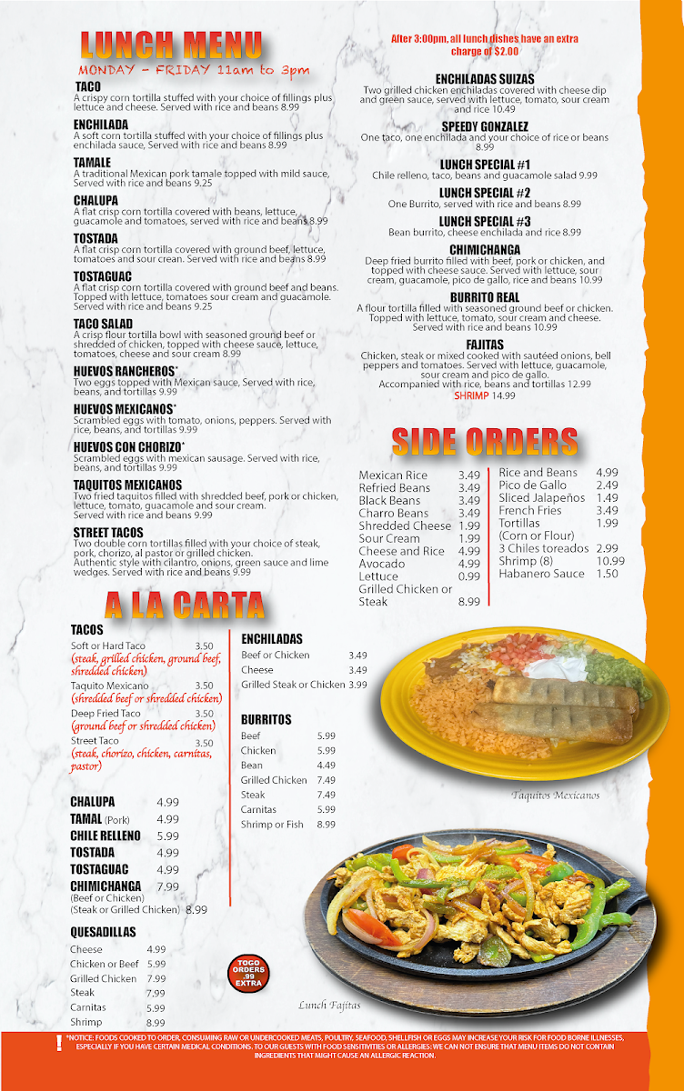 El Molcajete | Mexican Grill menu board