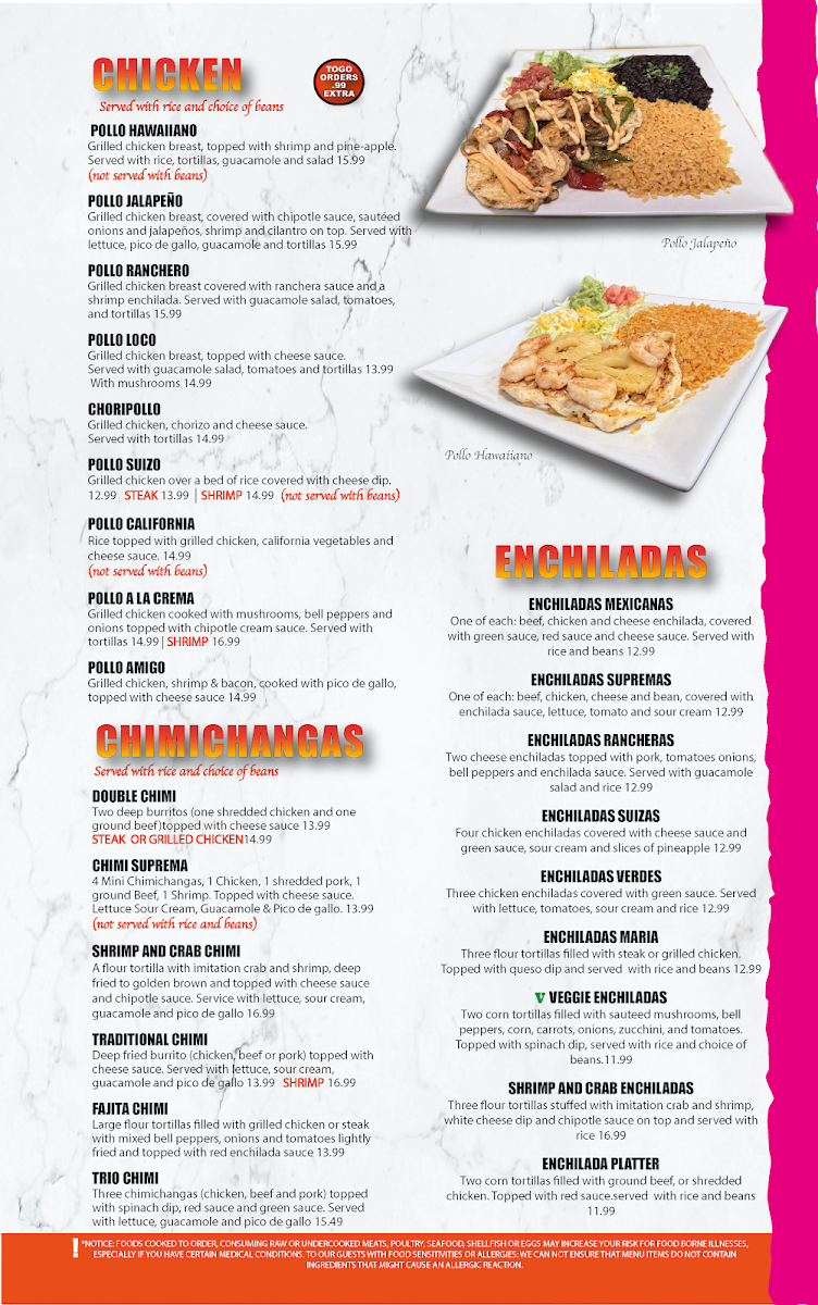 El Molcajete | Mexican Grill menu board