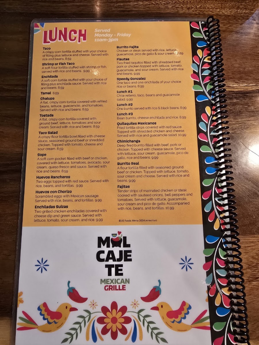 El Molcajete | Mexican Grill menu board