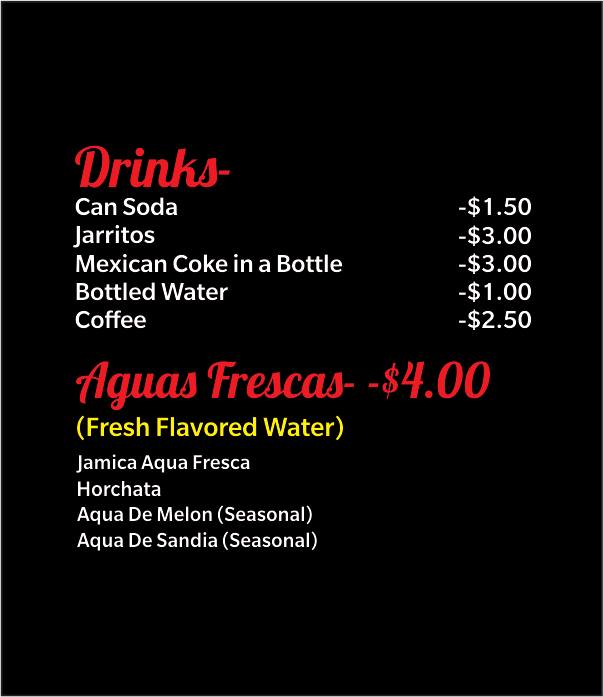 El Patron Hot Mexican Grill, LLC menu board