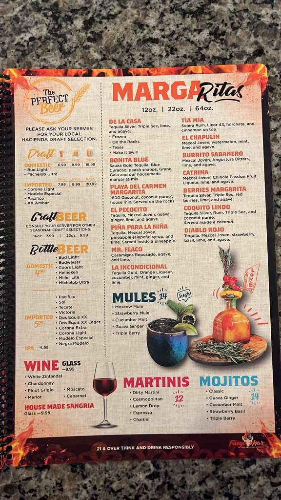 FuegoMar Mex-Grill and Seafood menu board