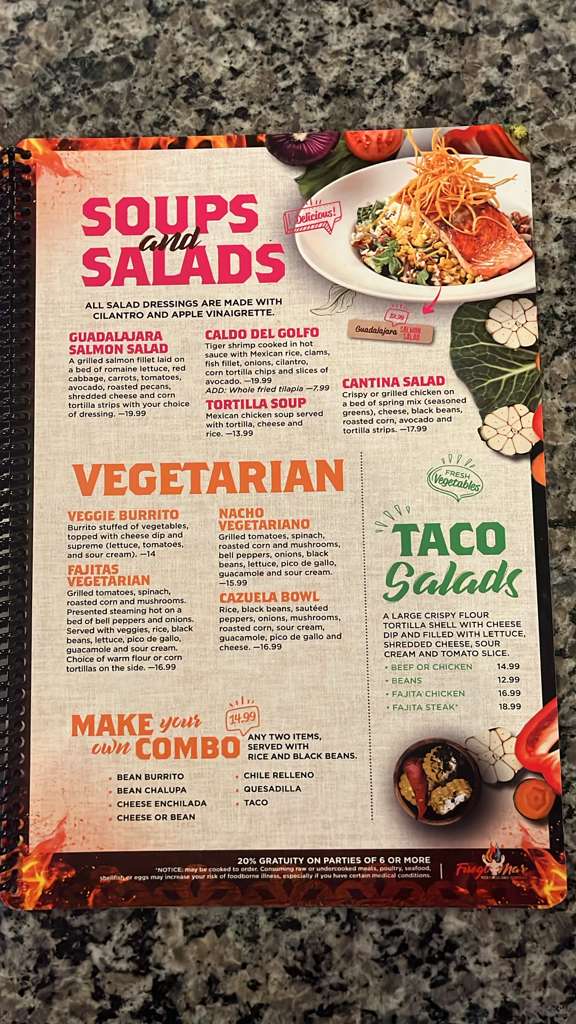 FuegoMar Mex-Grill and Seafood menu board