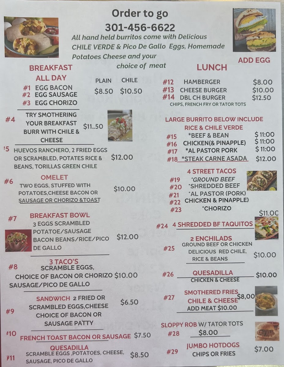 Island Burritos and Hamburgers menu board