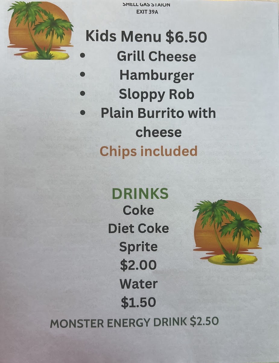 Island Burritos and Hamburgers menu board