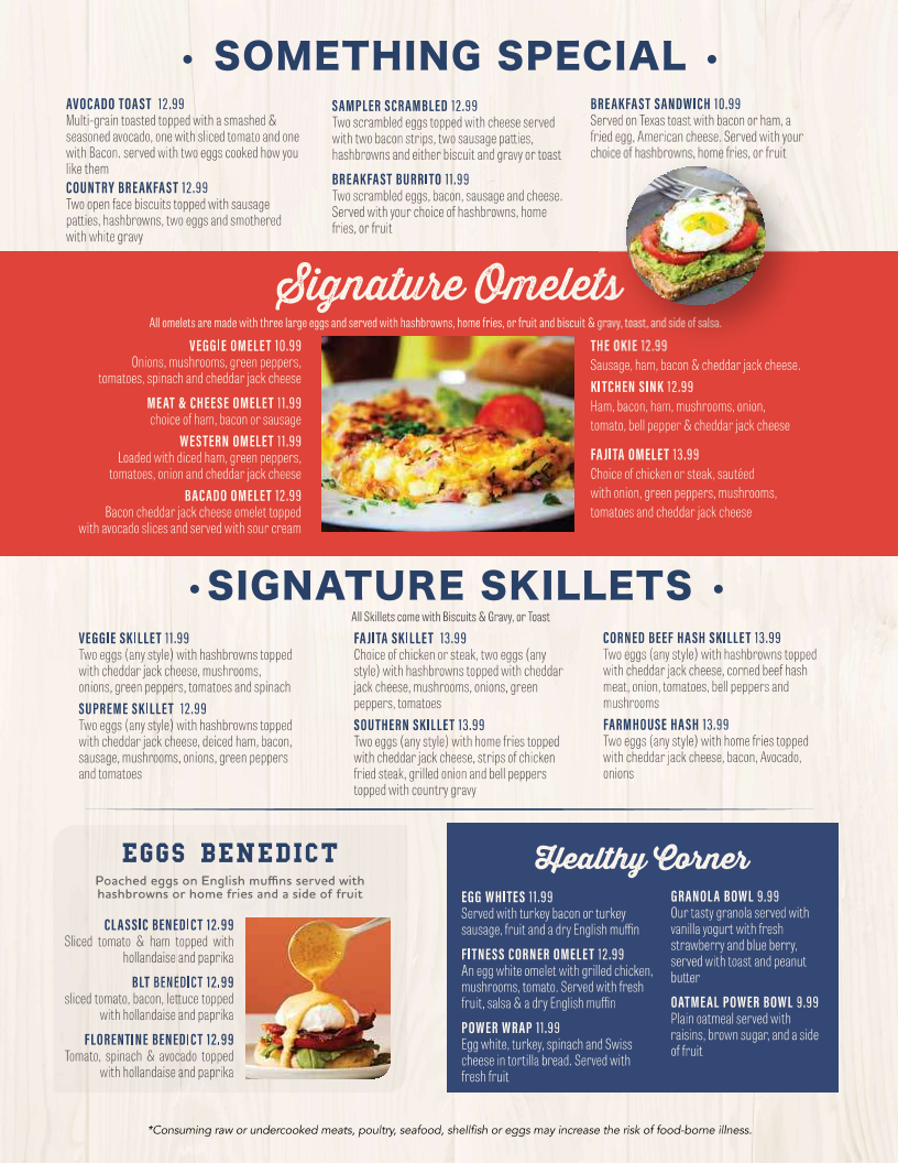 Silver Griddle Diner menu board