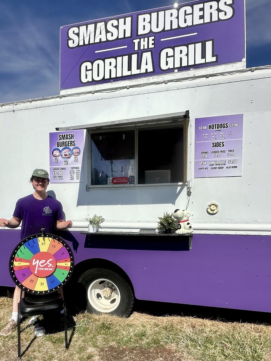The Gorilla Grill menu board
