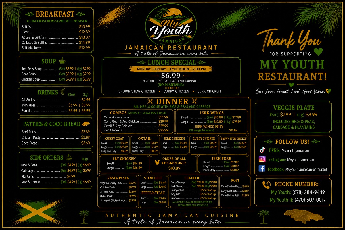 My Youth menu board