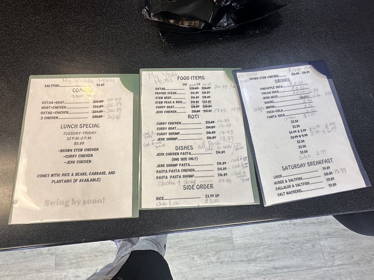My Youth menu board