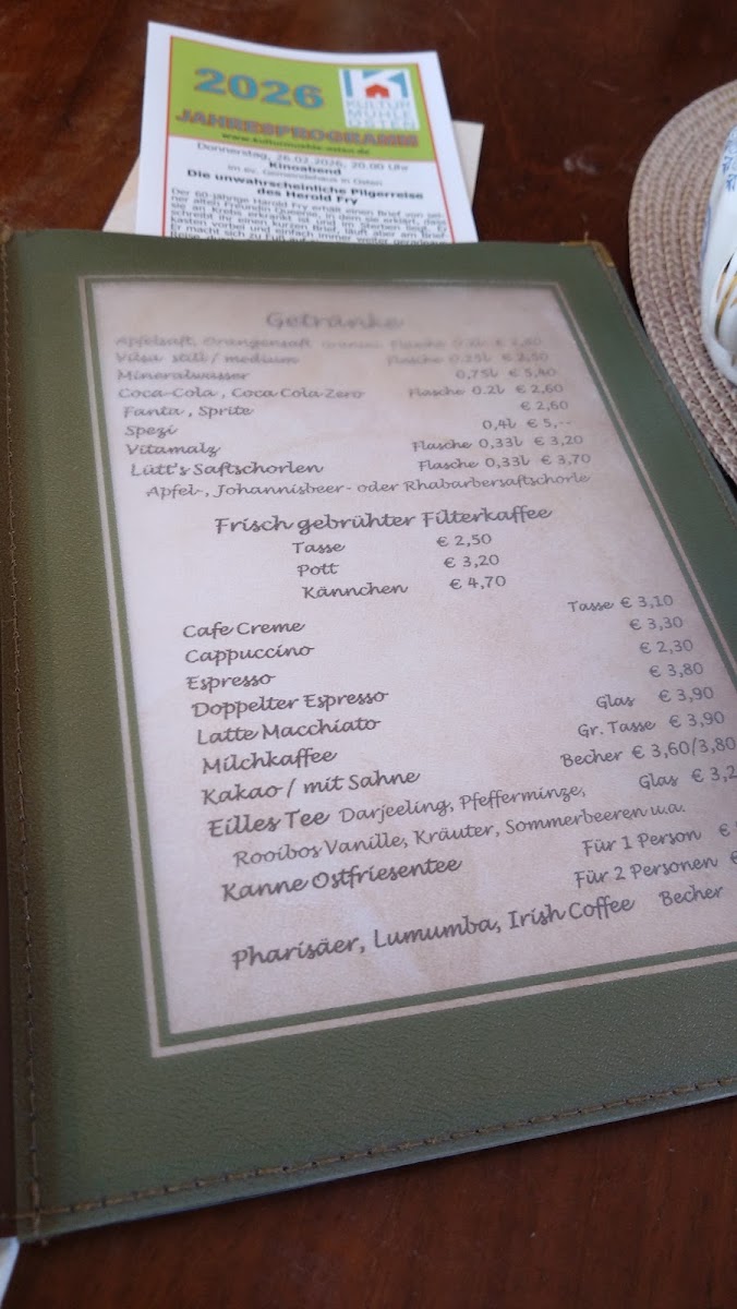 Café Central Osten menu board