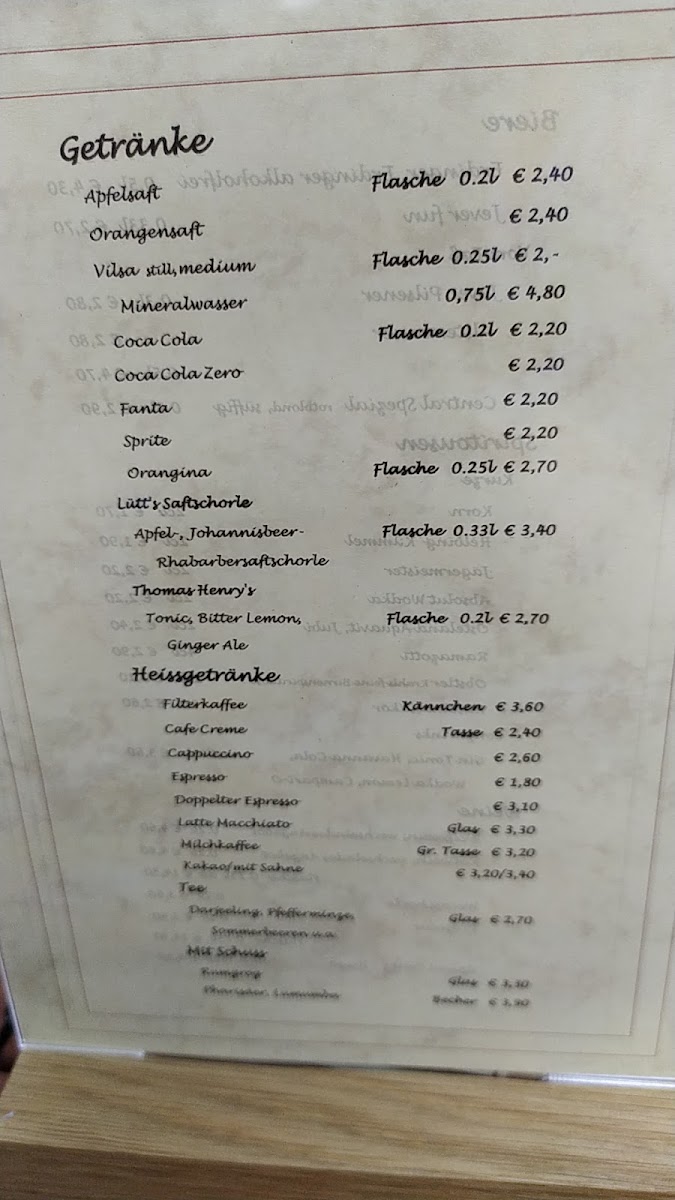 Café Central Osten menu board
