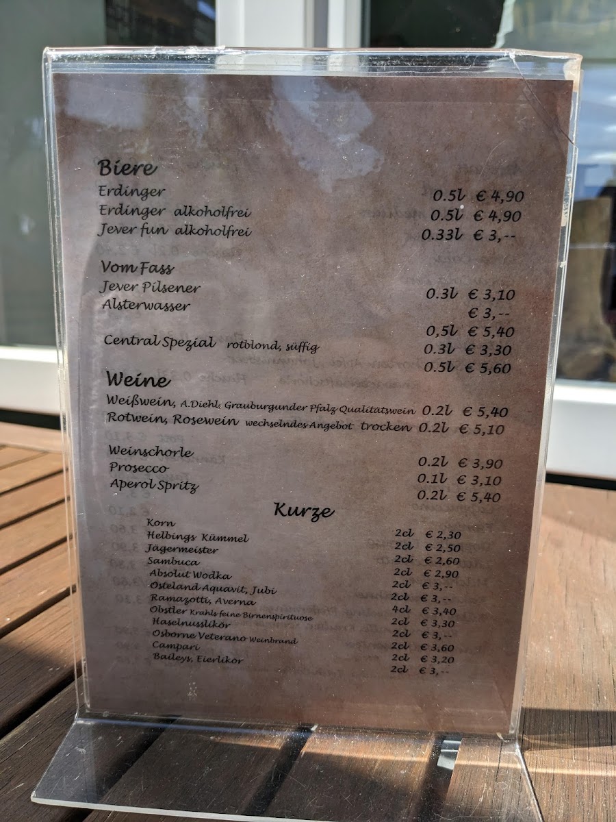 Café Central Osten menu board