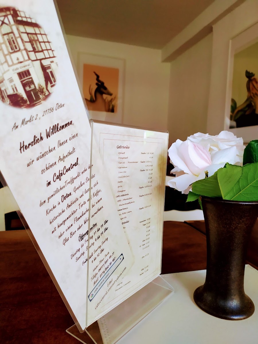 Café Central Osten menu board